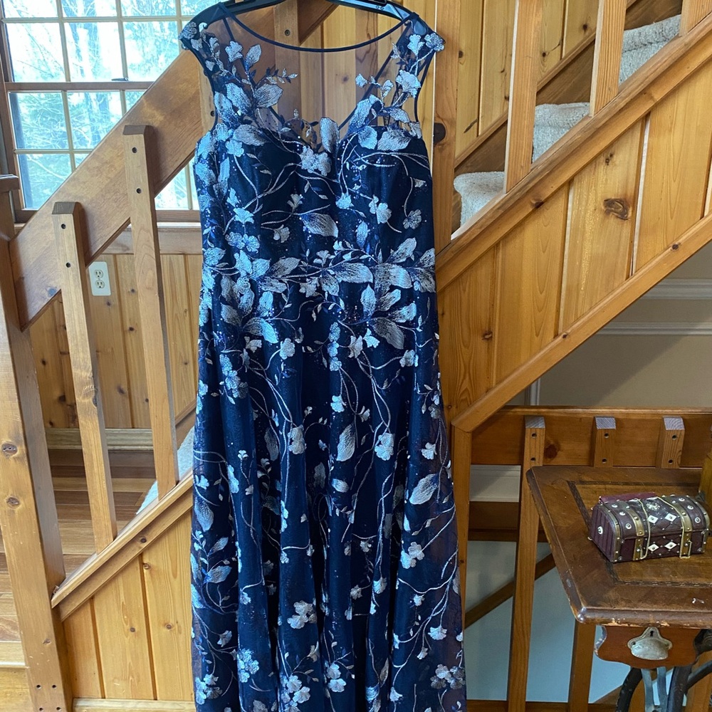 Rickie Freeman for Teri Jon Blue Sequin Sweetheart A-line Dress